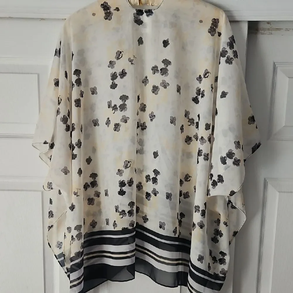 Anne Klein Sheer Scarf with Floral Pattern
